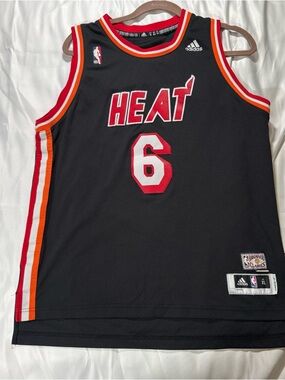 adidas Miami Heat Black Jersey with Red and Orange Trim #6